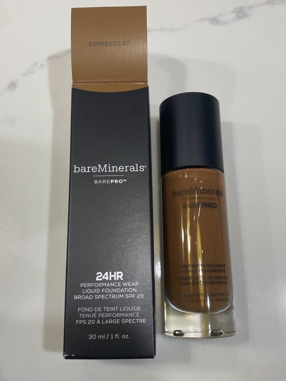 bareMinerals BAREPRO 24HR Performance Wear Liquid Foundation Espresso 27 NIB